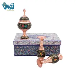 پک هدیه صنایع دستی شکلات خوری و گلدان مس و تشعیر