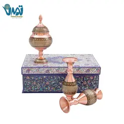 پک  هدیه صنایع دستی شکلات خوری و گلدان مس و خاتم