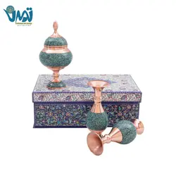 پک هدیه صنایع دستی شکلات خوری و گلدان فیروزه کوب