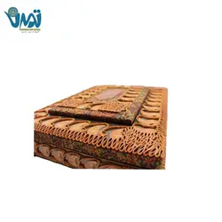 کتاب اشعار عطار نیشابوری (هفت شهر عشق) - منطق الطیر دست ساز چرم و ترمه همراه با جعبه چوبی دست ساز