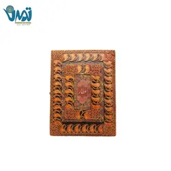 کتاب اشعار عطار نیشابوری (هفت شهر عشق) - منطق الطیر دست ساز چرم و ترمه همراه با جعبه چوبی دست ساز