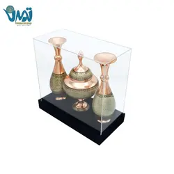 پک گلدان و شکلات خوری مس و خاتم و باکس پلکسی