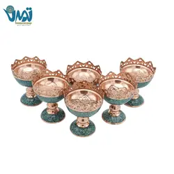 ست 6 عددی 7سین مس و فیروزه 12 سانتی