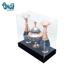 پک گلدان و شکلات خوری مس و پرداز و باکس پلکسی