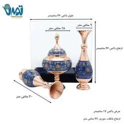 پک گلدان و شکلات خوری مس و پرداز و باکس پلکسی