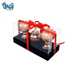 پک آجیل خوری و قندان مس و الماس تراش و باکس پلکسی