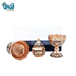 پک آجیل خوری و قندان مس و الماس تراش و باکس پلکسی