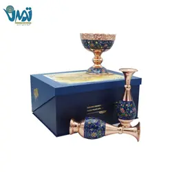 پک هدیه لوکس آجیل خوری و گلدان مس و پرداز میراث