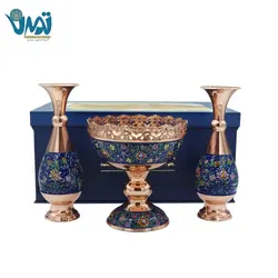 پک هدیه لوکس آجیل خوری و گلدان مس و پرداز میراث