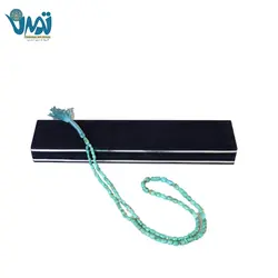 تسبیح سنگ فیروزه اصل نیشابور اعلا و جعبه مقوایی طرح تذهیب