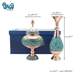 پک هدیه لوکس گلدان و شکلات خوری مس و فیروزه کوب میراث