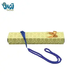 تسبیح سنگ جید آبی اصل طبیعی جعبه کاعذی طرح تذهیب