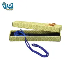تسبیح سنگ جید آبی اصل طبیعی جعبه کاعذی طرح تذهیب