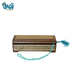 تسبیح سنگ فیروزه و جا قلمی خاتم کاری