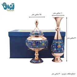 پک هدیه لوکس گلدان و شکلات خوری مس و پرداز میراث