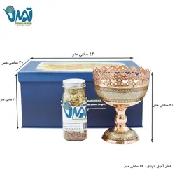 پک هدیه لوکس آجیل خوری مس و خاتم به همراه بانکه آجیل میراث