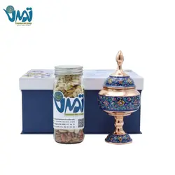پک هدیه لوکس شکلات خوری مس و پرداز به همراه بانکه آجیل گلستان