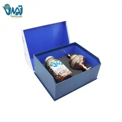 پک هدیه لوکس شکلات خوری مس و خاتم به همراه بانکه آجیل گلستان