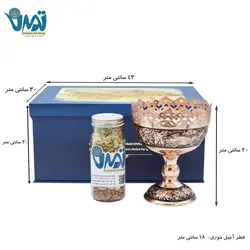 پک هدیه لوکس آجیل خوری مس و الماس تراش به همراه بانکه آجیل میراث