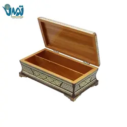 جعبه کارد و چنگال لولایی خاتم اعلا و نقاشی چوگان 26 سانتی