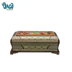 جعبه کارد و چنگال لولایی خاتم اعلا و نقاشی چوگان 26 سانتی