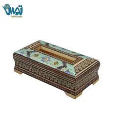 جعبه دستمال کاغذی کشویی خاتم ونقاشی تذهیب26سانتی