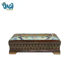 جعبه دستمال کاغذی کشویی خاتم ونقاشی تذهیب26سانتی