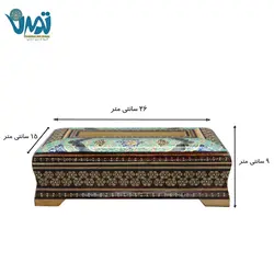 جعبه دستمال کاغذی کشویی خاتم ونقاشی تذهیب26سانتی