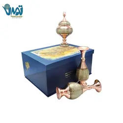 پک هدیه لوکس میراث با گلدان وشکلات خوری مس وخاتم