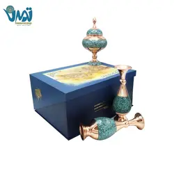 پک هدیه لوکس میراث گلدان و شکلات خوری فیروزه کوب