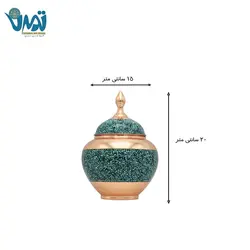 قندان شکلات خوری بدون پایه مس و فیروزه طرح سیب 20 سانتی