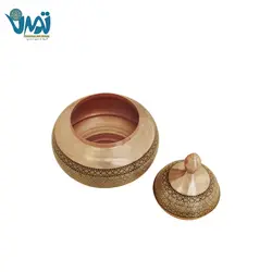 قندان شکلات خوری بدون پایه مس و خاتم 25 سانتی
