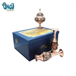 پک هدیه میراث گلدان و شکلات خوری مس و الماس تراش