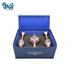 پک هدیه میراث گلدان و شکلات خوری مس و الماس تراش