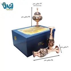 پک هدیه میراث گلدان و شکلات خوری مس و الماس تراش