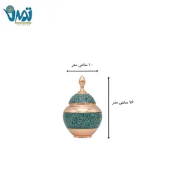 قندان شکلات خوری بدون پایه مس و فیروزه طرح سیب 16 سانتی