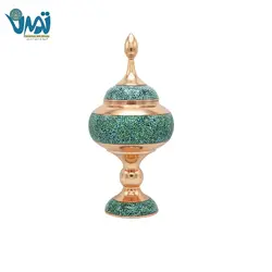 شکلات خوری پایه دار مس و فیروزه 40 سانتی