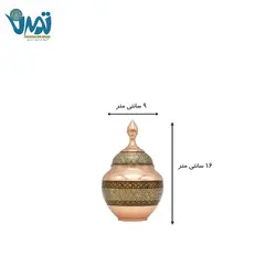 قندان شکلات خوری بدون پایه مس و خاتم طرح سیب 16 سانتی