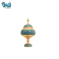 شکلات خوری پایه دار مس و فیروزه 23 سانتی