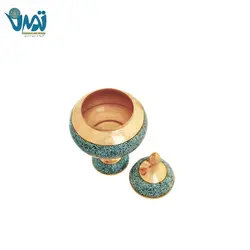 شکلات خوری پایه دار مس و فیروزه 23 سانتی