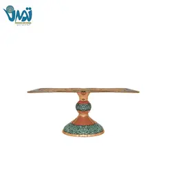 رولت خوری پایه دار مس و فیروزه 15 سانتی