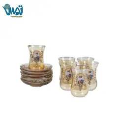 استکان و نعلبکی شاه عباسی عسلی