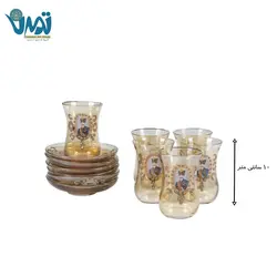 استکان و نعلبکی شاه عباسی عسلی