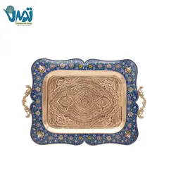 سرویس چای خوری مس و پرداز داخل سینی قلم زنی
