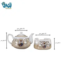 قوری و وارمر طرح شاه عباسی طلایی کد 2404