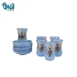 استکان و نعلبکی شاه عباسی آبی فیروزه ای