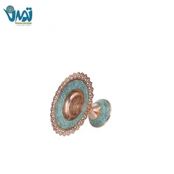 شیرینی خوری مس و فیروزه لب کنگره ای کوچک 13 سانتی