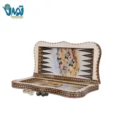 تخته نرد خاتم لب دالبر رو نقاشی تذهیب و چوگان اعلا 50 سانتی