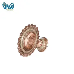 شیرینی خوری پایه دار مس و خاتم لب کنگره ای 13 سانتی
