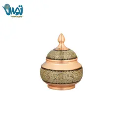 قندان شکلات خوری مس و خاتم 19 سانتی